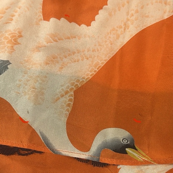 Anthropologie Moulinette Soeurs Crane Silk Halter Dress Tangerine Orange size 4 - Picture 7 of 16